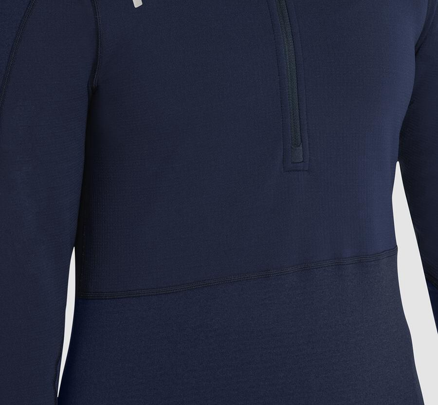 Hoka One One Top Damske Námornícka Modrá - 1/2 Zips Midlayer - 54239-XJRQ